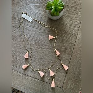 Lucky Brand Jeans Pink Tassel Necklace NWT semi precious accents jewelry